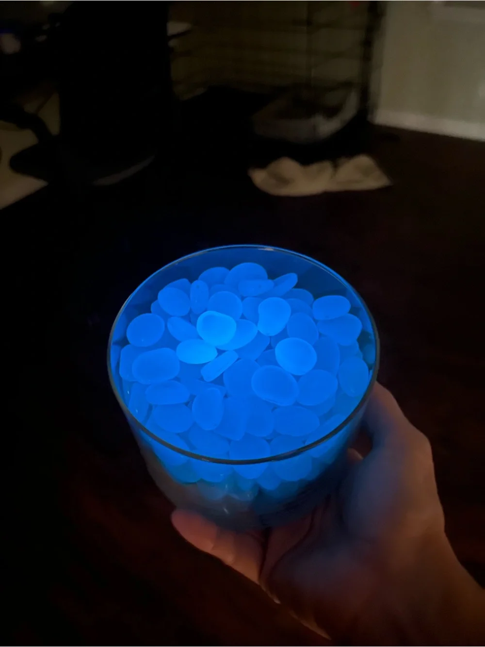 One pound of Bright Turquoise blue plastic glow in the dark gem vase fillers